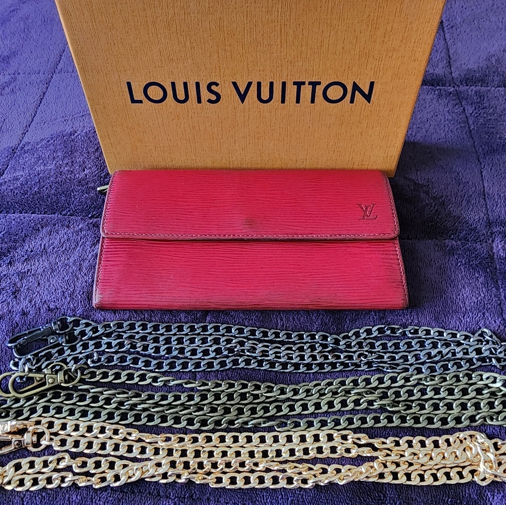 Authentic Louis Vuitton Red EPI Wallet